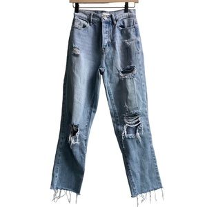 Pacsun high rise straight leg distressed buttonfly jean‎